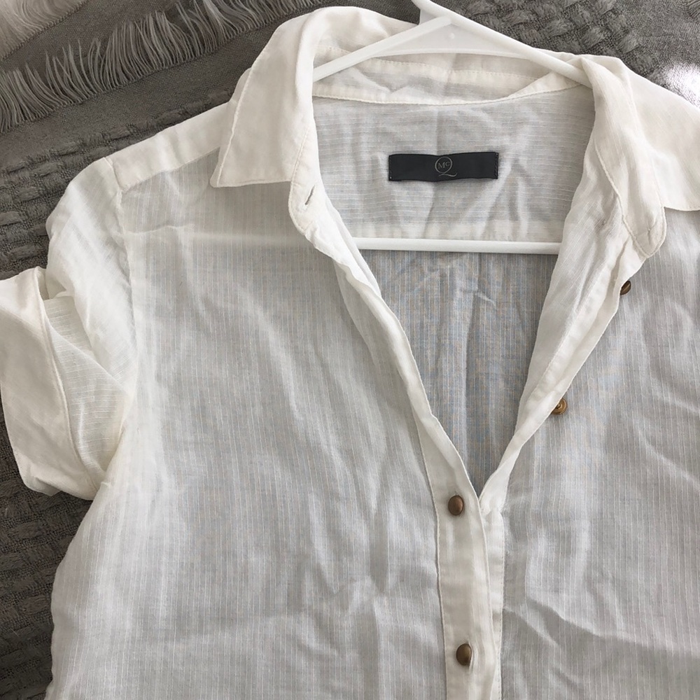 Alexander McQueen white short sleeve button down